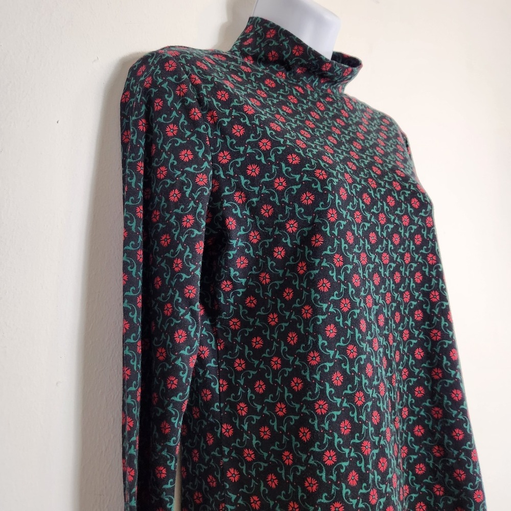 Floral Mock Neck Top Shirt PS Cottagecore Dark Academia Grandmacore Long Sleeve - Picture 2 of 7
